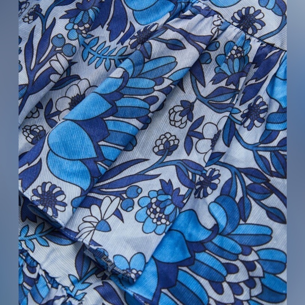 New! SANDRO PARIS Eyana Yana Scarf Linen Print Mini Dress 💙 XS - Picture 6 of 11